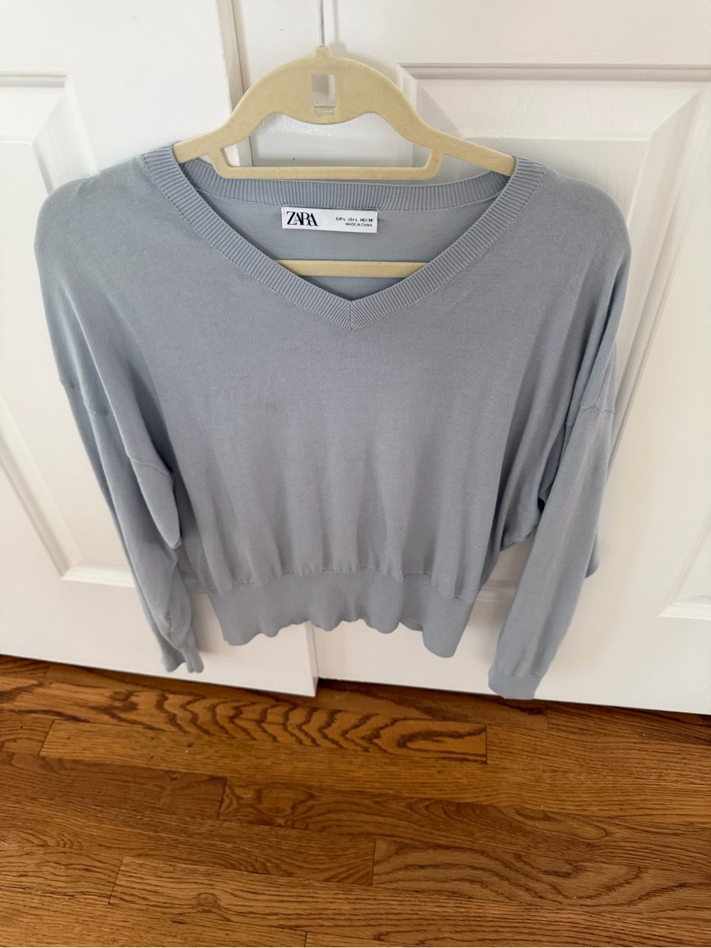 Zara Pale Blue V-Neck Women's Sweater